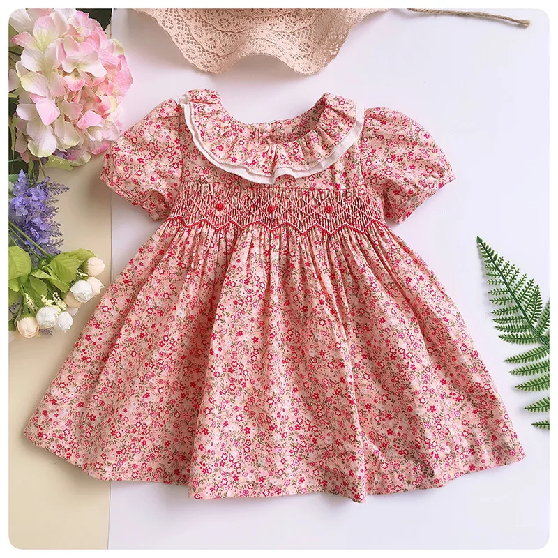 

2019 new baby dress party boutique short sleeve flower girls smocked dresses for summer wholesale 0-3 years old, Same as the picutre