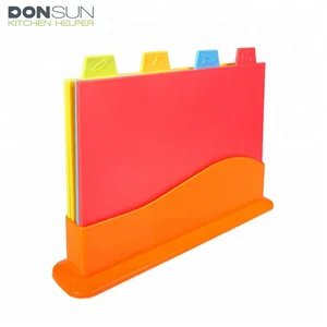 Image of Hot sale Coloful 4pcs plastic cutting board set chopping board with stand