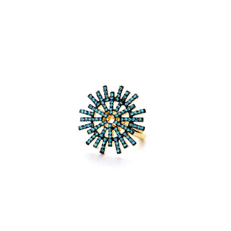 

jz00185 Qingdao Kiss Me Female Daily Accessory Diamante Fashion Women Gold Blue Green Turquoise Ring, As picture