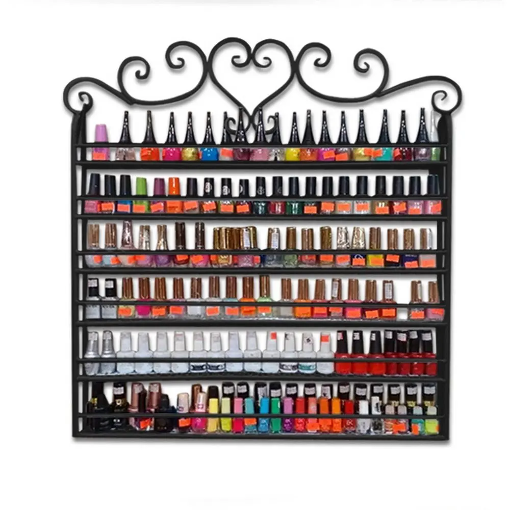 Dazone® Wall Mount 6 Tiers Nail Polish Rack Organizer Hold 120 Bottles Nail Polish Shelf (Black)