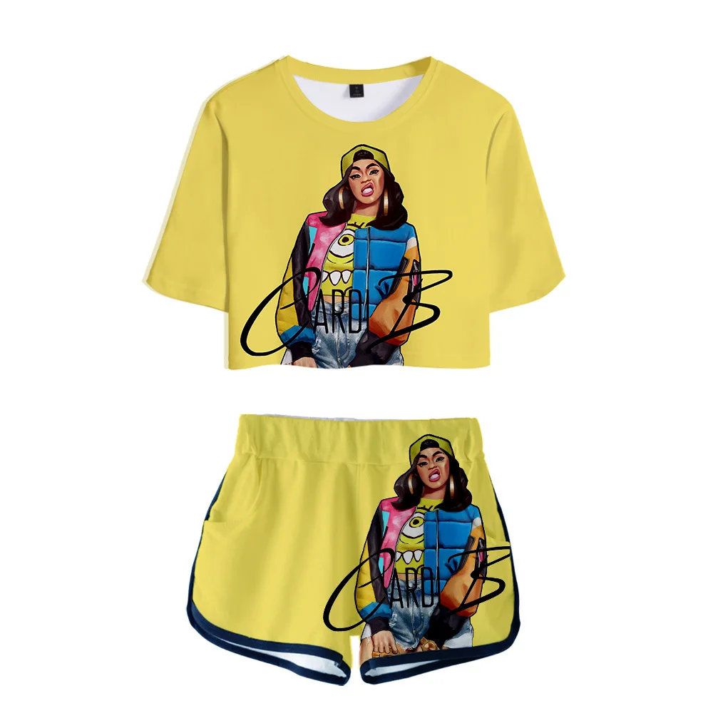 Whole sale 2 Piece Women Pink Outfit 3D Print T-Shirt Women's Suit Shorts Summer 2 Piece set Top Ensemble Female