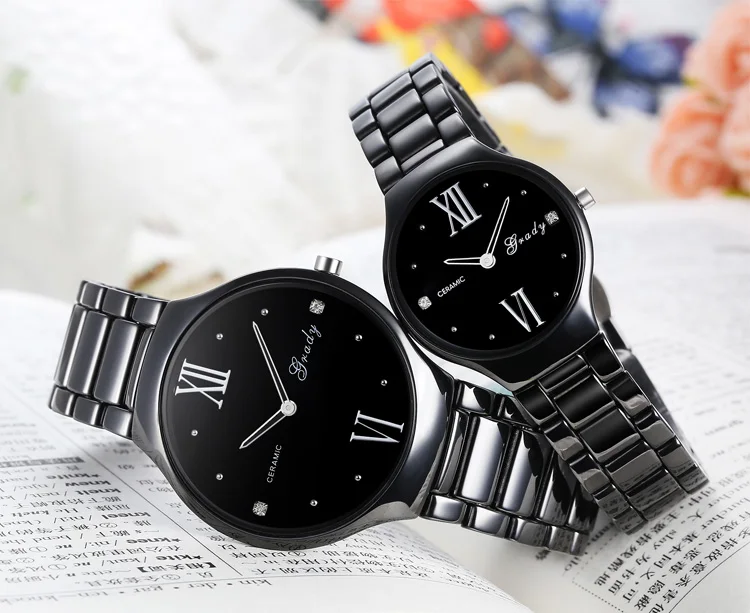 Couple Ceramic Watches with Imported Japan Quartz Movt Ceramic Band 30m Waterproof Ready to Ship