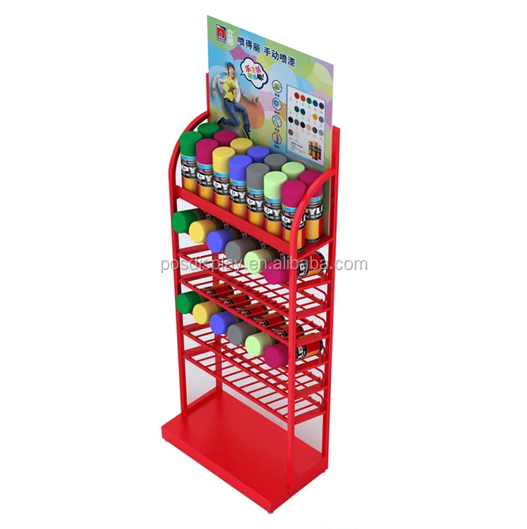 Customized Metal Floor Display Rack For Spray Paint Or For Aerosol Can