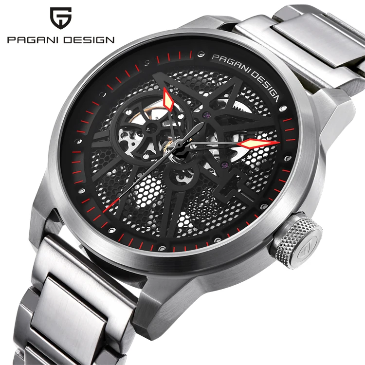 PAGANI PD 1625 Skeleton Mechanical Watch Men Automatic Hollow Fashion Luxury Brand all stainless steel Sport Watch