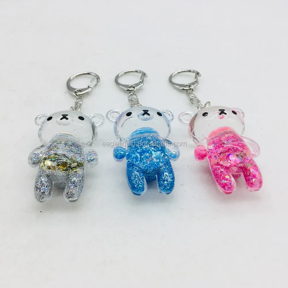 Hot Sale Acrylic Keychain With Liquid Inside Crystal Glitter Fliud