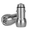 Stainless Steel Metal Dual USB Port Car Charger/Cigarette Lighter with LED Power