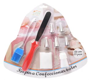 Image of 9Pcs Pastry Spatula Piping Tips Silicone Brush Pastry Bag Coupler Cake Decorating Set