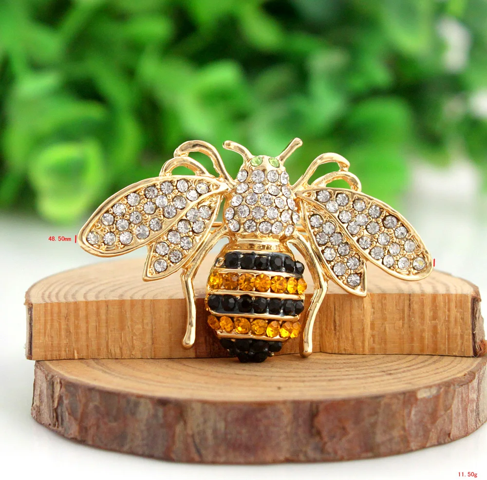 p07-060 水晶水钻金属黄金蜜蜂胸针