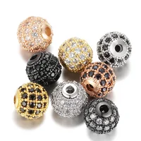 

6pcs/lot 8mm Luxury Micro Pave Zircon Connect Spacer Beads Round Ball Shape Charms for Bracelets Making Jewelry Accessory