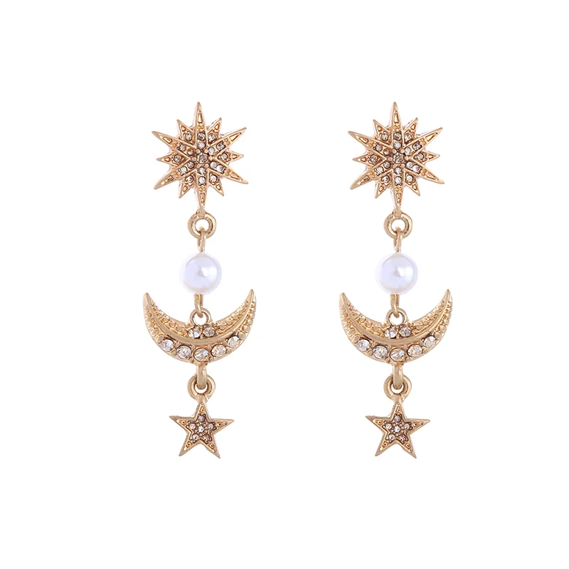 

ed01712c Greek Mythology Gold Silver Moon Star Earrings Pearl Boutique Retailer, N/a