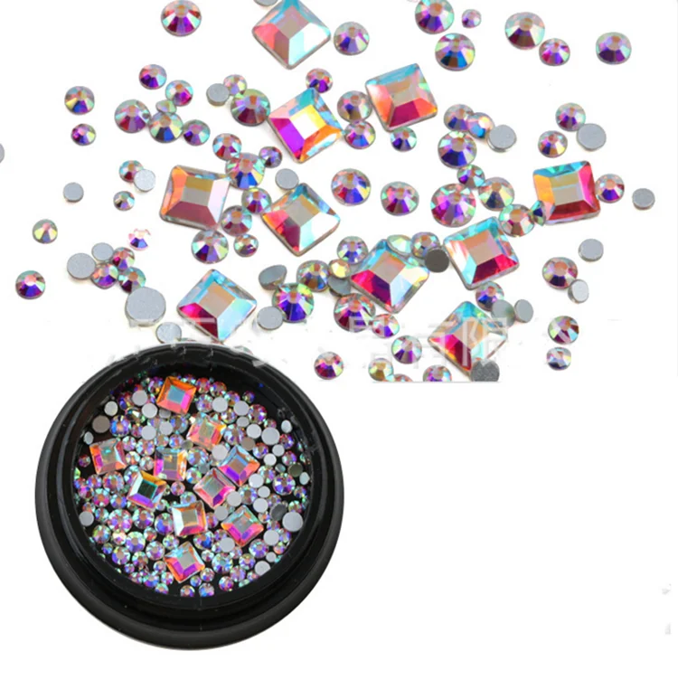 

Fashion Popular Design Beauty rhinestone colourful flat bottom glass diamond Nail