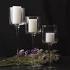 Wholesale crystal glass home decor tall long stem wedding candle holders