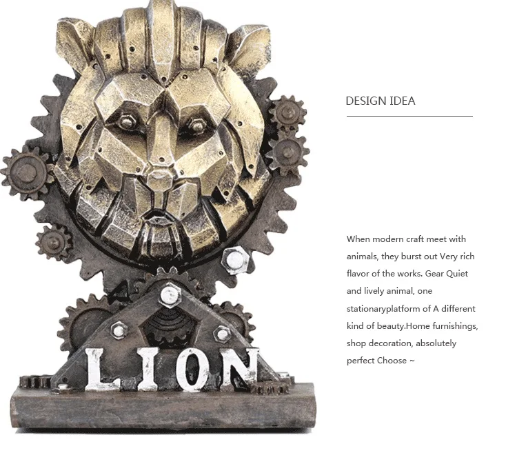 Creative machinery industry wind resin animal head decoration deer head elephant wolf culture bar model props crafts