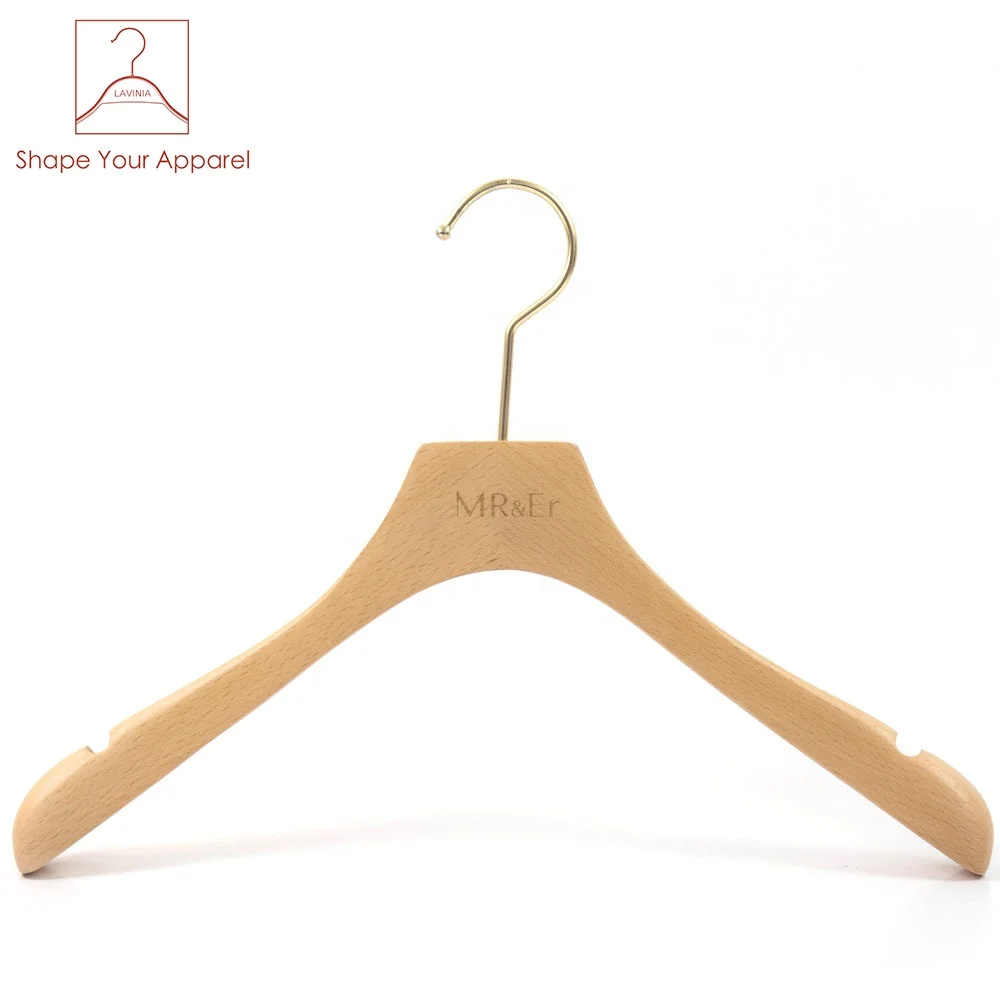 

LAVINIA Custom Laser logo Beech Wood apparel brand Hanger for clothes, Any color
