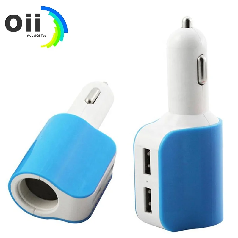 

2 USB port 3.1A one way cigarette lighter socket splitter phone usb car charger, As picture