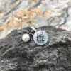 Ove "All The Little Things" Quote Round Earring Glass Silver Cabochon Pearl Jewelry