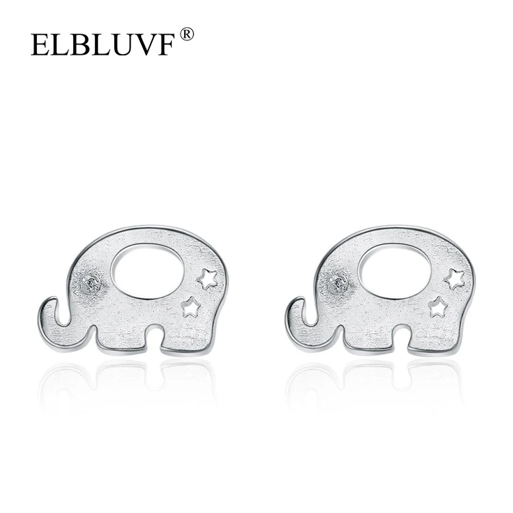 

ELBLUVF 925 Sterling Silver Elephant Shape Star Spots Stud Earrings Jewelry For Girls/Ladies/Women