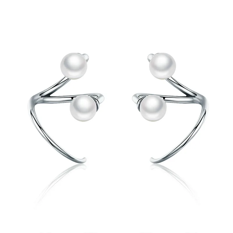 

925 Sterling Silver Earrings Elegant Imitation Pearl Clip on Non Pieced Earrings for Women Silver Jewelry