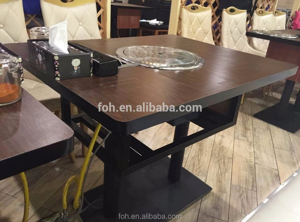 Commercial Korean Restaurant Table Top Barbecue Grill Wood Sofa Bench Bbq Grill Table Buy