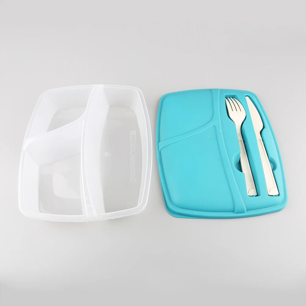 Plastic Lunch Box With Fork And Knife Multi Layers Double Layers Lunch