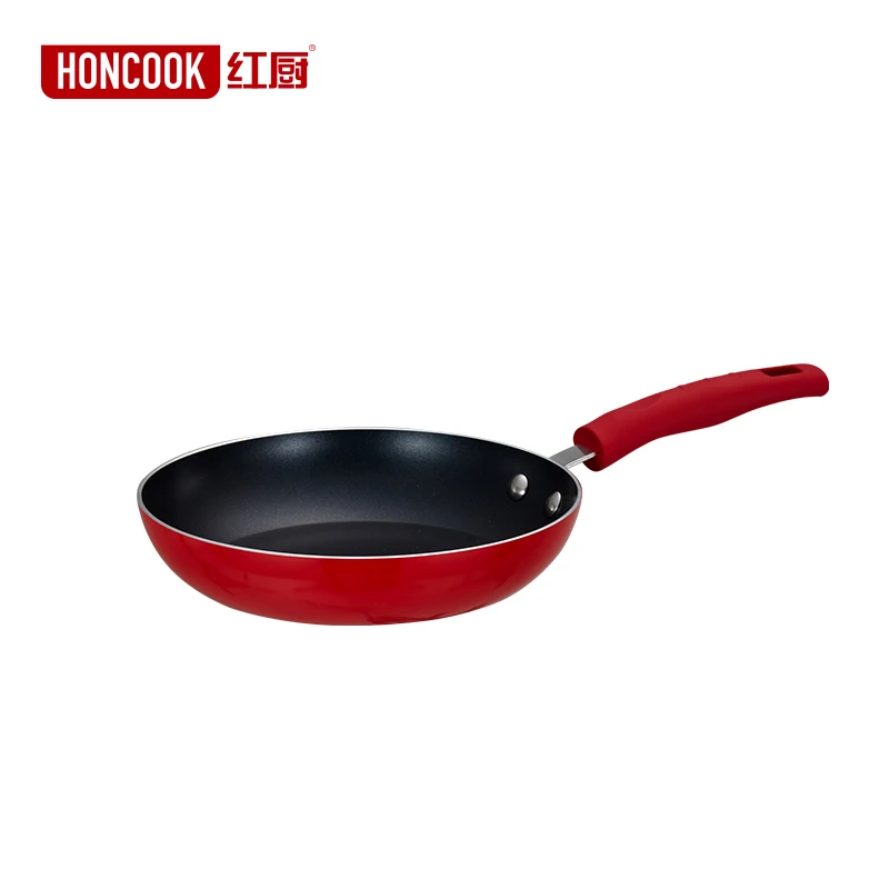 

Japanese 3003 Aluminum Alloy Die cast non-stick 24cm fry pan/frying pan skillet with bakelite handle, Red