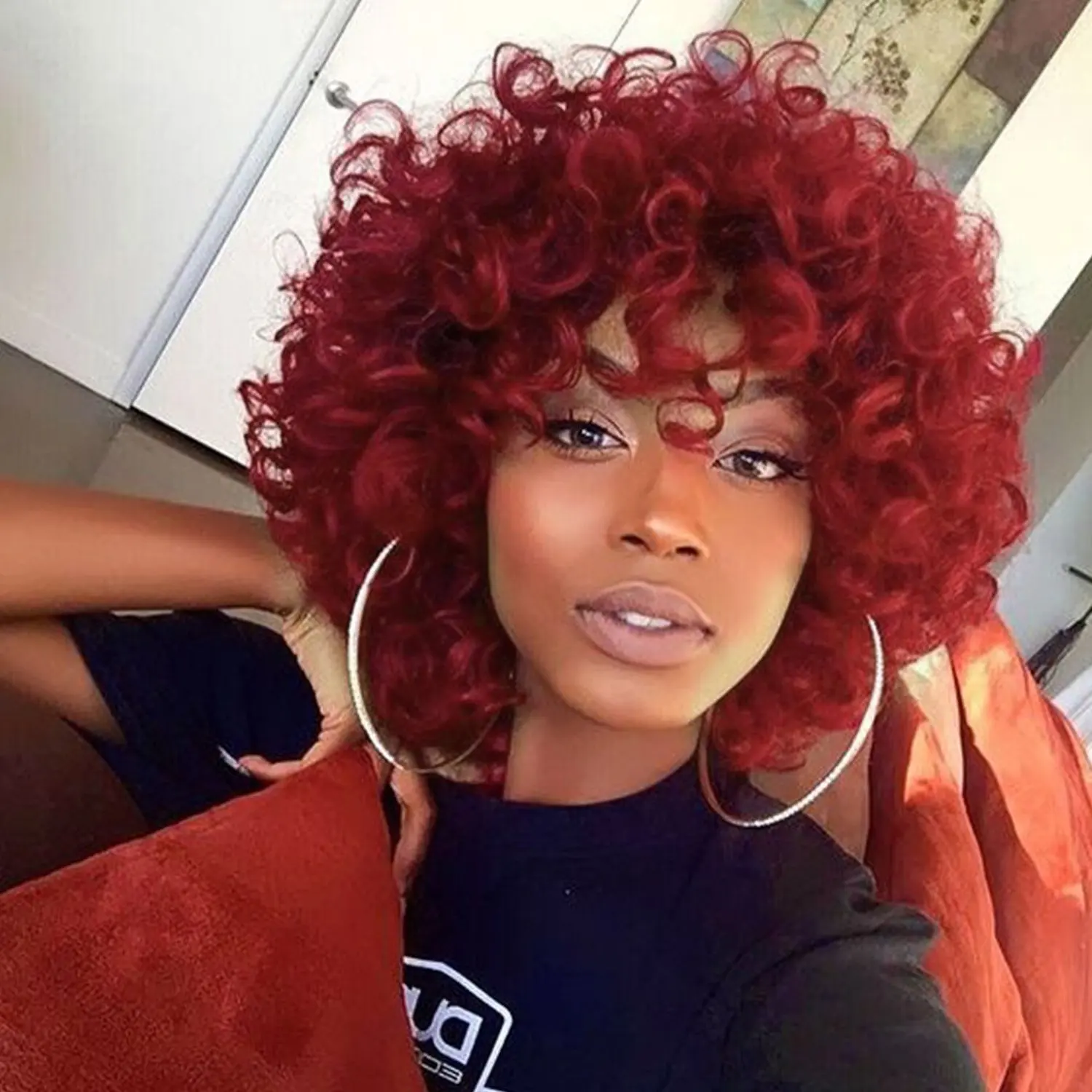 Buy Kinky Curly Red Wig Afro Kinky Wigs For Women Curly Bob Wig With 