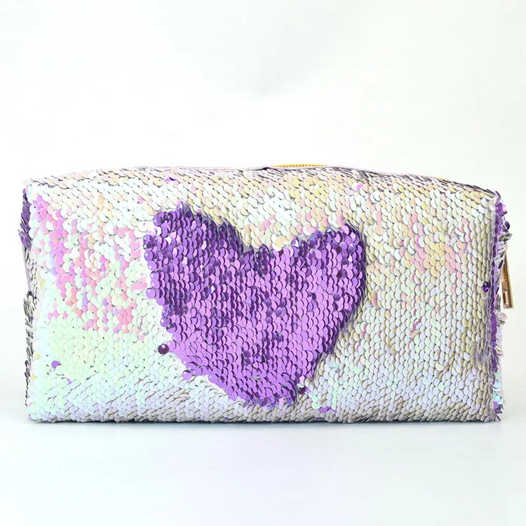 

New Sequined Makeup Bag Fashion Hand Mermaid Fish Scales Cosmetic Hand Bag, As pics