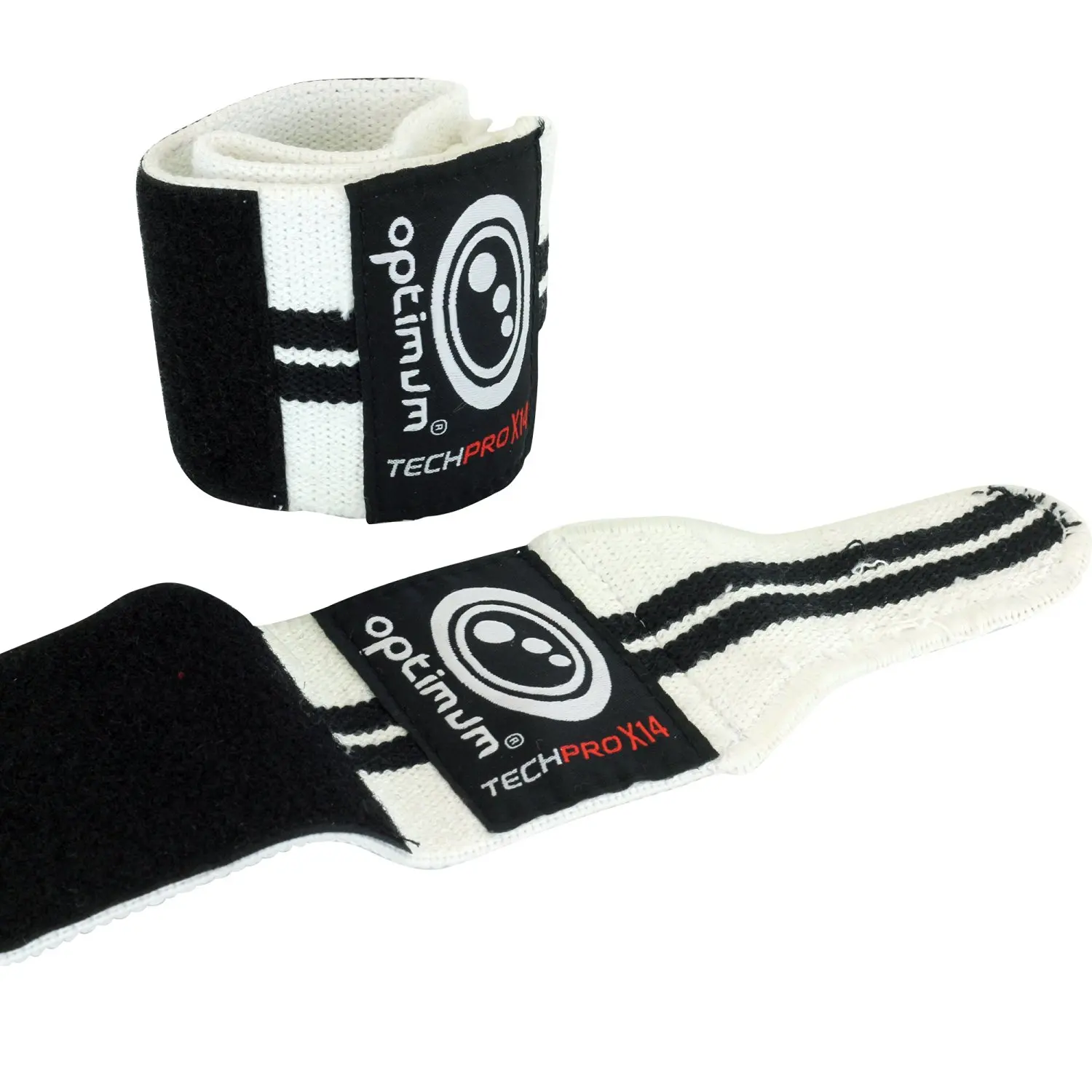 White//Black, Optimum Tech Pro X14 Knee Wraps