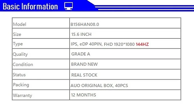 B156HAN08.0
