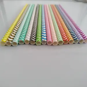 Image of Eco-friendly disposable Degradable colorful patterns Paper straw