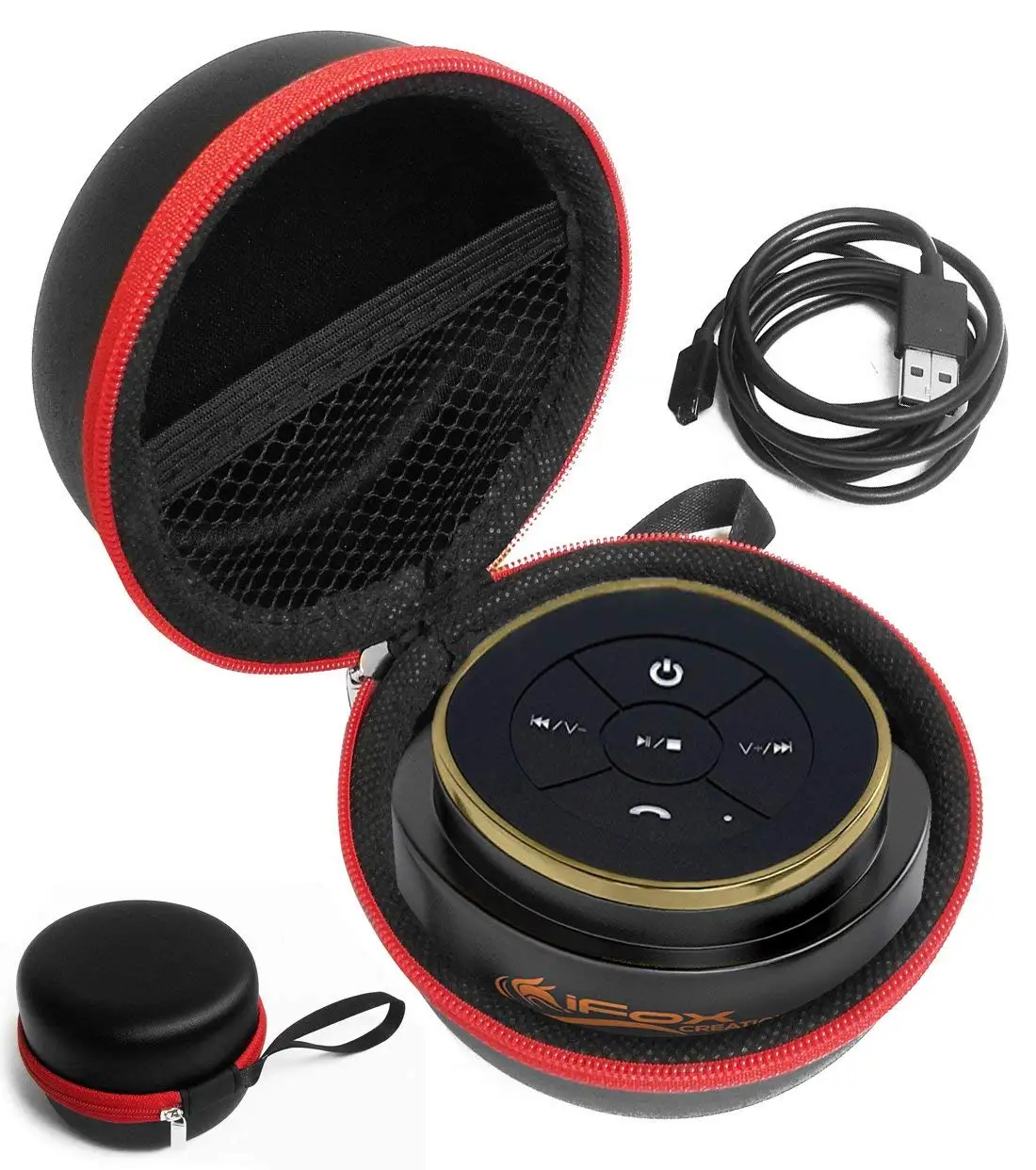 FitSand (TM) Carry Travel Zipper Protective Portable Hard Case Cover Bag Box for iFox iF012 Bluetooth Shower Speaker (Fits USB Cable)