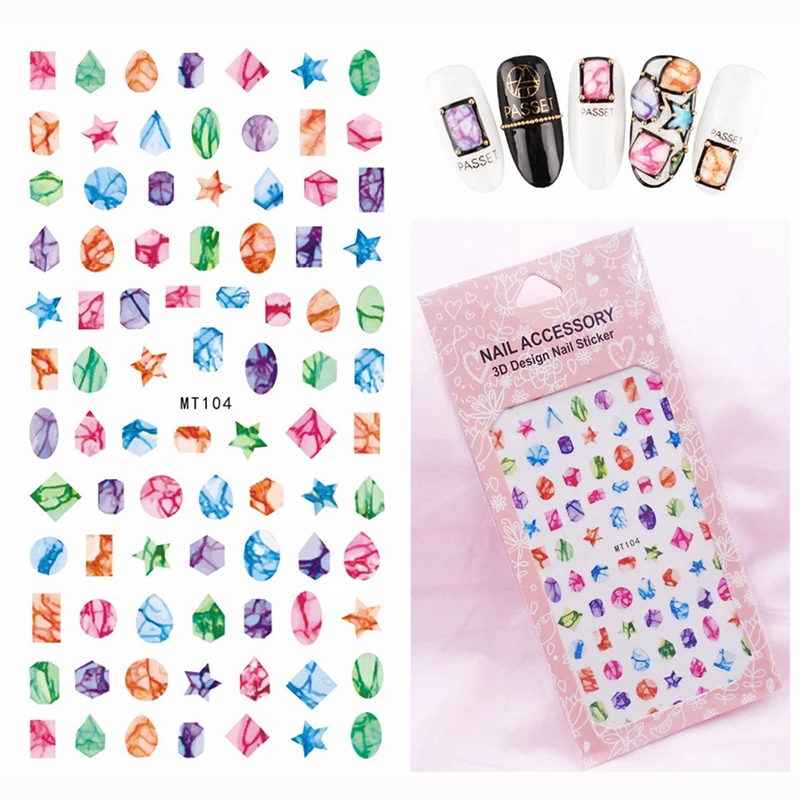 

MT 121-138 3D nail art sticker back adhesive cartoon fruit chinese character brand logo decoration nail sticker for nail art DIY, Colorful