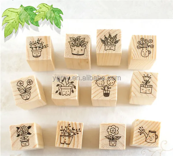 

DIY Cute Sweet Flower Wooden Stamps for Decor Diary Scrapbooking Korean Stationery School Supplies, Black