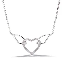 

Yaeno Jewelry Angel Wing With Heart Necklace 925 Silver