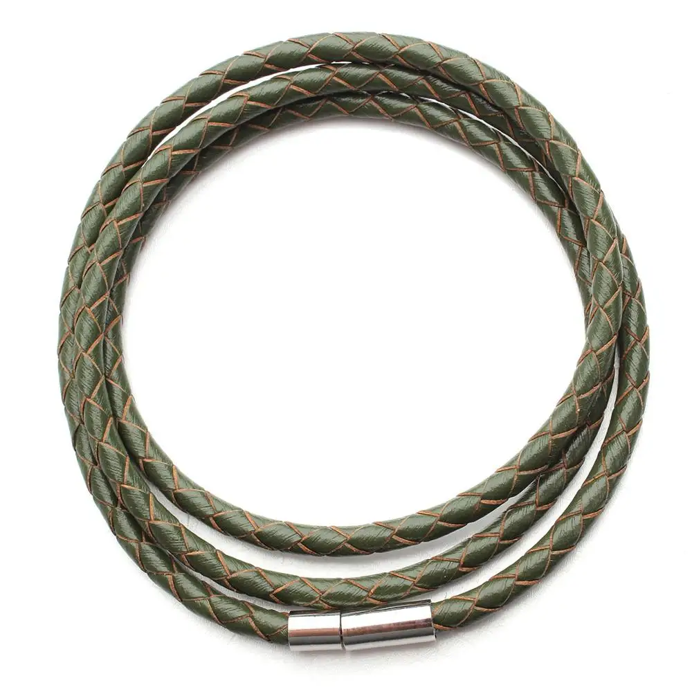 

Lingsai wholesale simple fashion stainless steel magnetic clasps leather bracelet bangle for boy jewelry, N/a