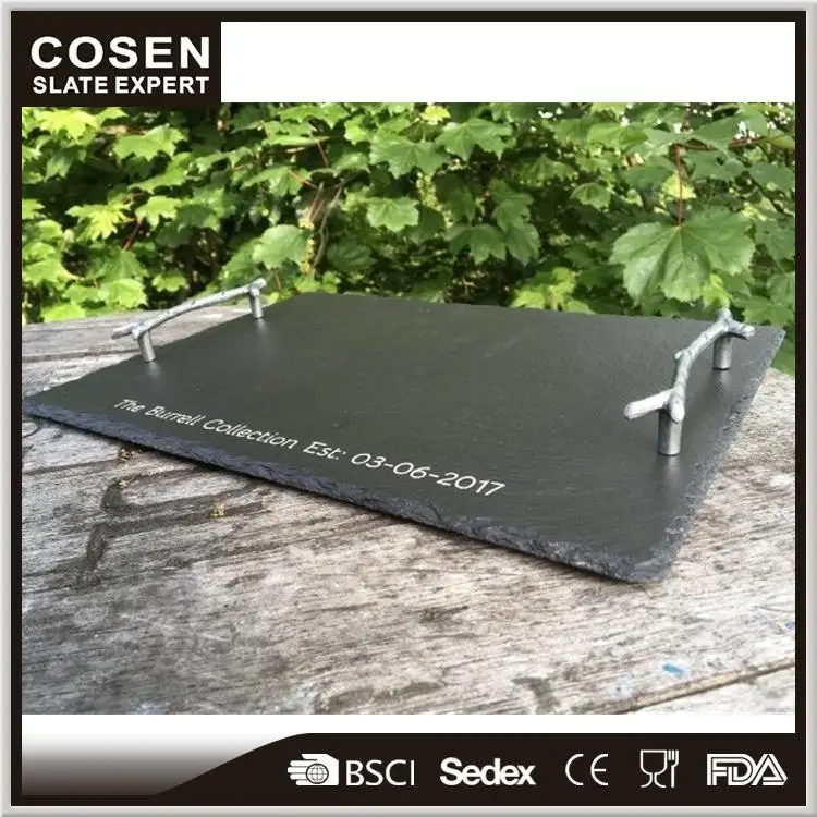 China direct sale factory manufacture natural slate stone tray for wedding