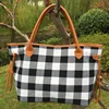 New arrival hot selling monogram buffalo plaid tote bag leopard weekender bag