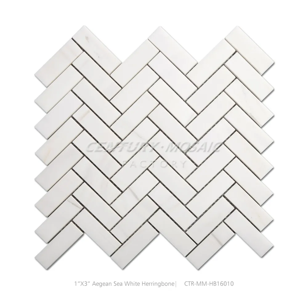 Azulejos De Suelo De Baño De Mosaico De Espiga De Mármol Blanco - Buy