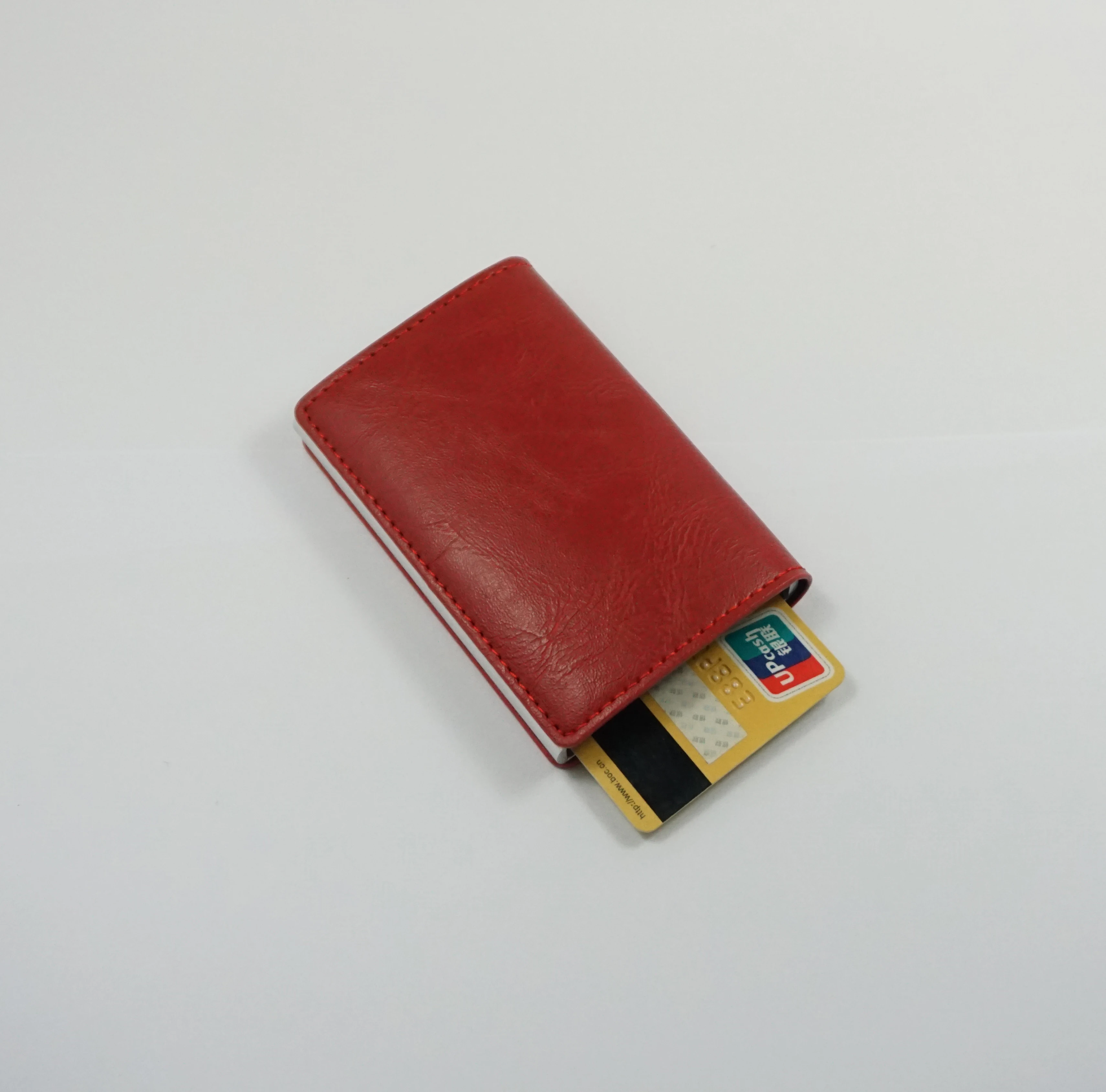 

Men's Mini wallet Leather With RFID block Safe aluminum Card Case