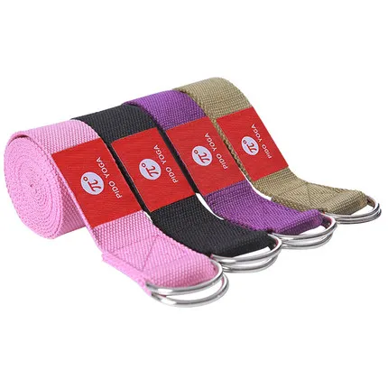 

PIDO private label hot sale yoga mat belt or band by polyester and cotton mix for yoga accessory, Green ,pink,black ,purple