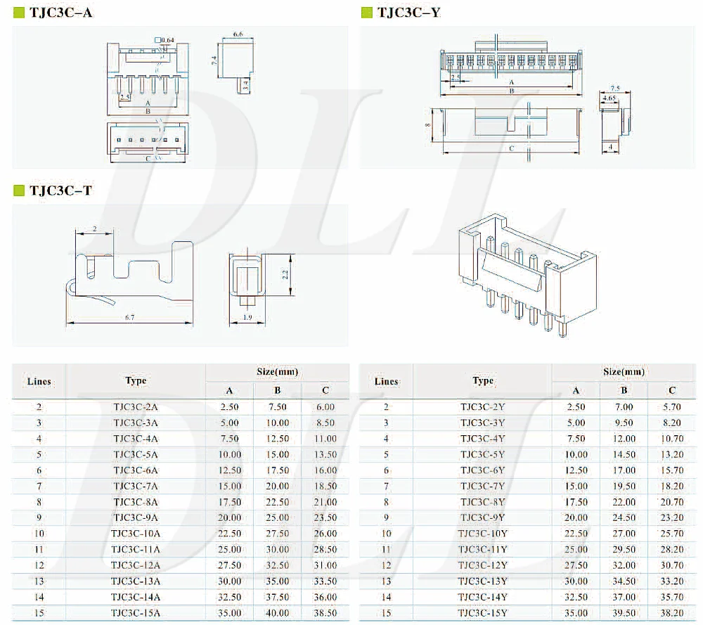 TJC3C Steckverbinder mit 2,5 mm Rastermaß