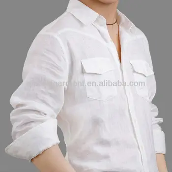 Men's Double Buttoned Pocket Linen Shirt - Buy Double Pocket Linen ...
