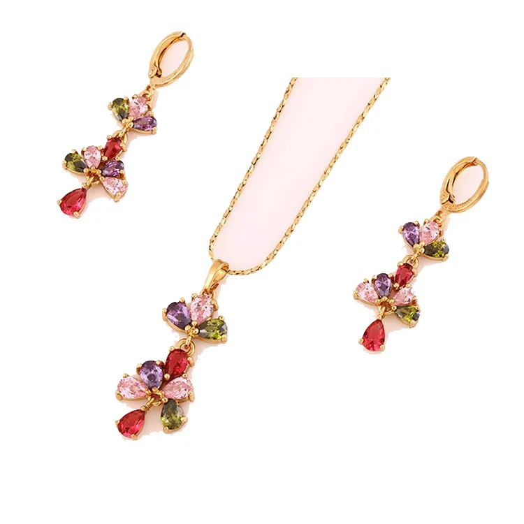 

61698- Xuping Crystal jewelry fancy type jewelry set bride, White