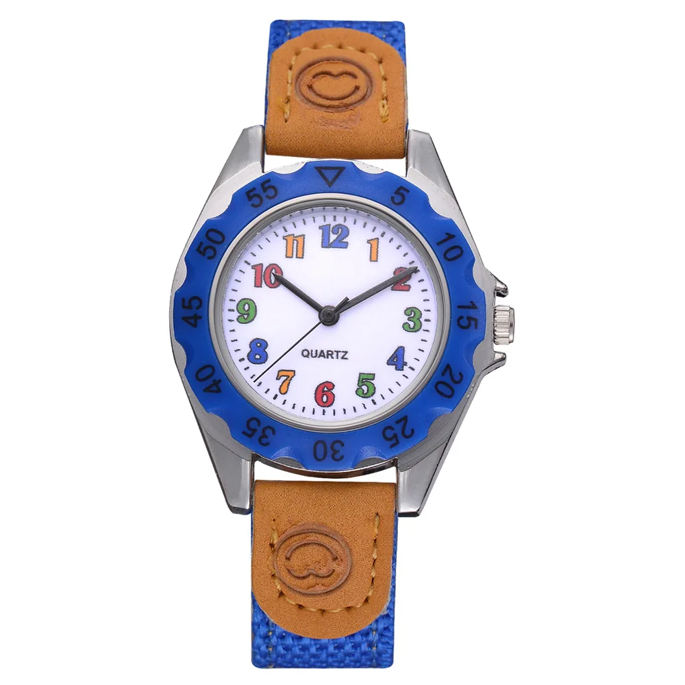 

Top Brand Kids Children Fashion Watches Quartz Analog Cartoon Leather Strap Wrist Watch Boys Girls, 7 different colors as picture