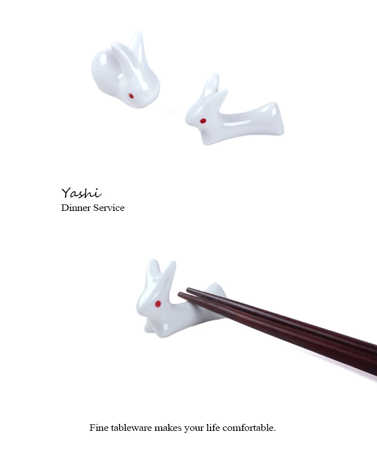 Glossy White Ceramic Tableware Chopsticks Rest Holder Chopstick And