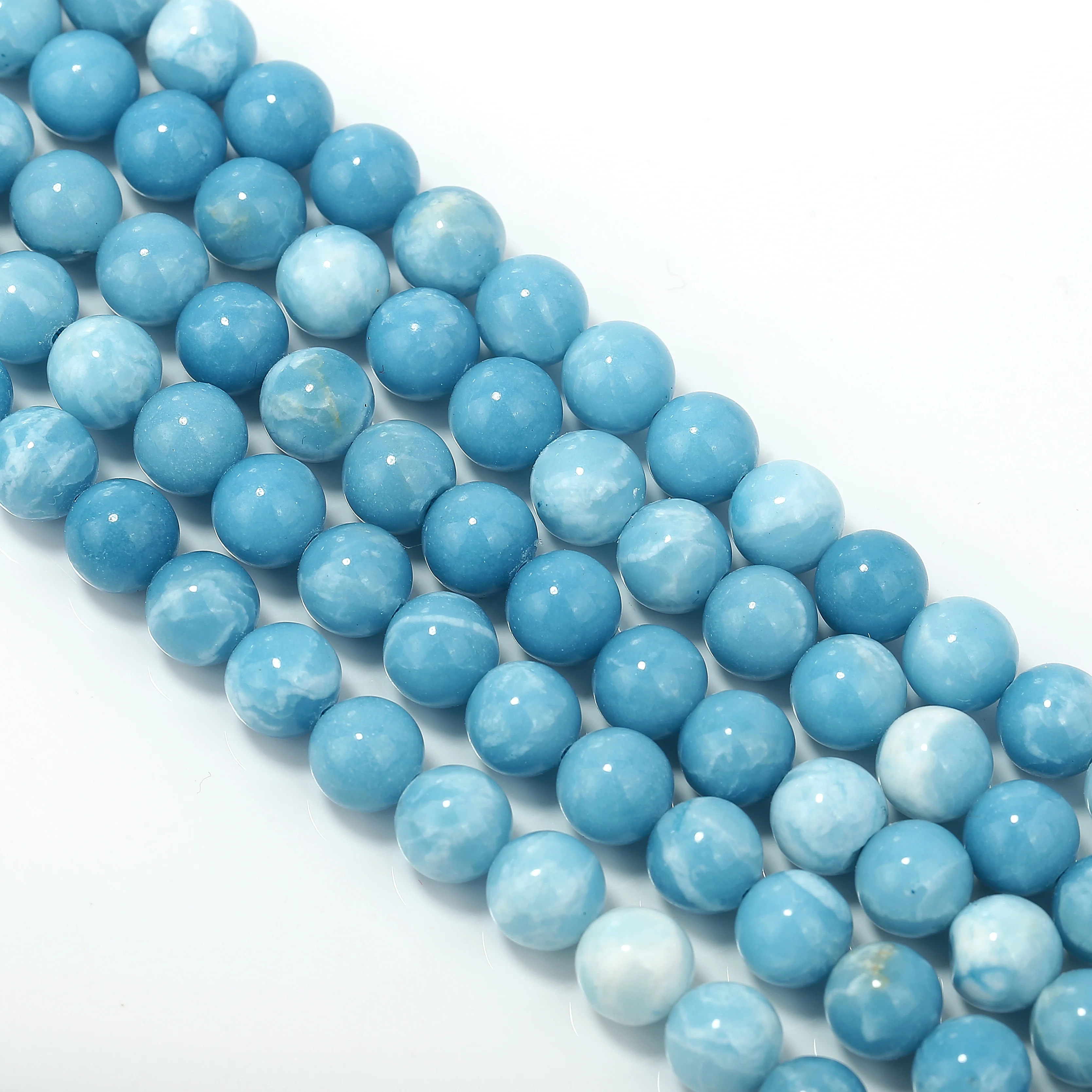 

6~10mm Nice Smooth Round Larimar Quartz Gemstone Loose Beads 15.5'' per strand