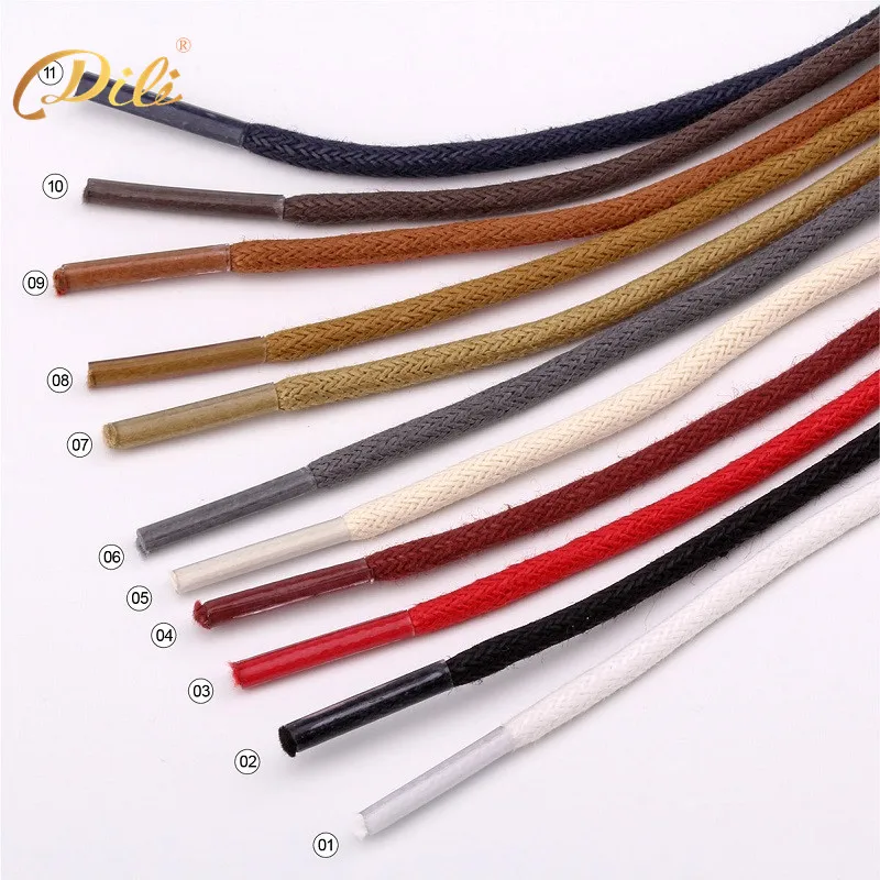 

[10] Wholesale 100cm long Round Waxed Shoelaces Cotton Shoe laces Shoe strings for Leather shoes, Colors