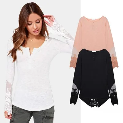 

Wholesale women lace tops long sleeve t-shirts