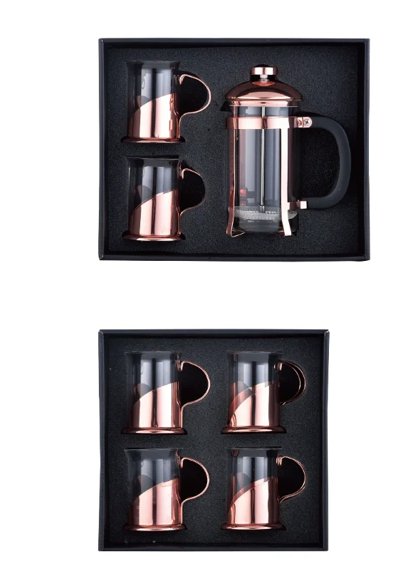 Copper French Coffee Press & Tea Infuser Heat Toughened Glass Cafe