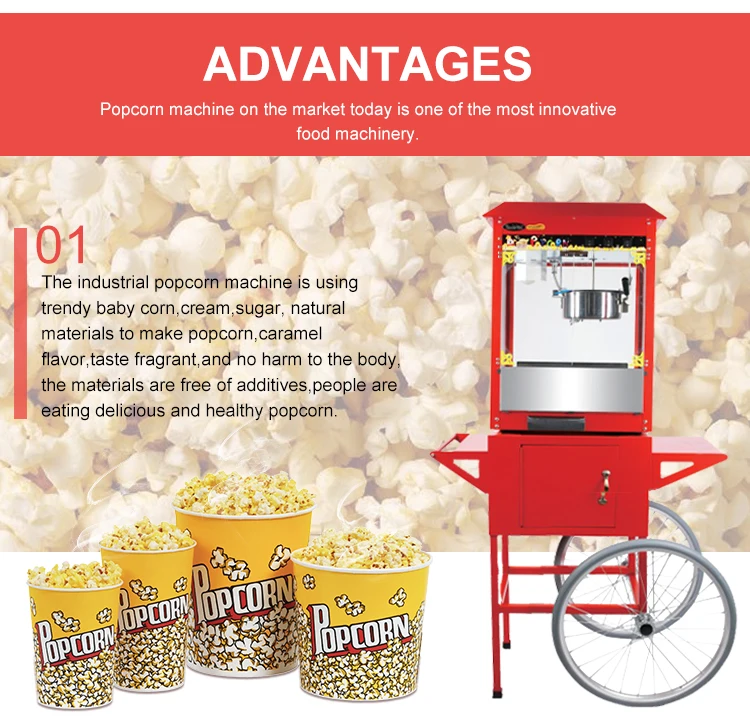 Hot Sale Factory Luxurious CE approval Food Popular Snack Vending Machines 8 Oz Mobile Commercial Popcorn Machine with Cart 